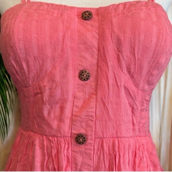 WET SEAL Mini Coral Pink Fit & Flare Dress, Eyelet Style Fabric - Medium - Picture 3 of 14